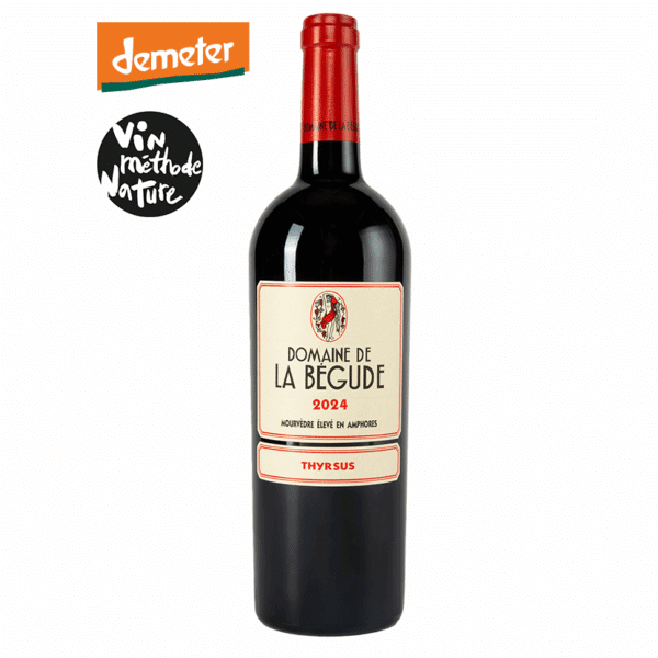 Domaine de La Bégude Thyrsus 2024 </br>IGP Méditerranée Rouge </br> Labellisé DEMETER & Vin Méthode Nature </br> Bouteille (75cl)